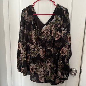 Black Long Sleeve Blouse with Skulls